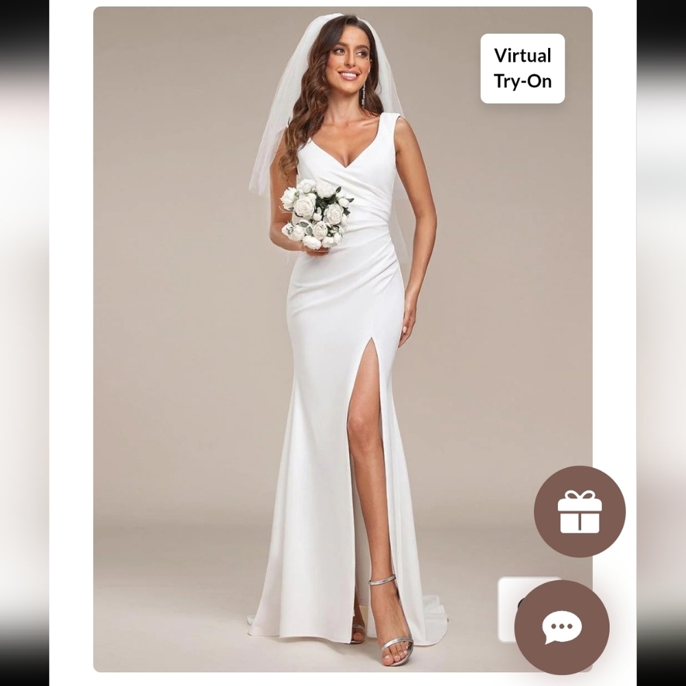 Wedding Dress Elegant White Sleeveless Dress Size LARGE  8 NWT